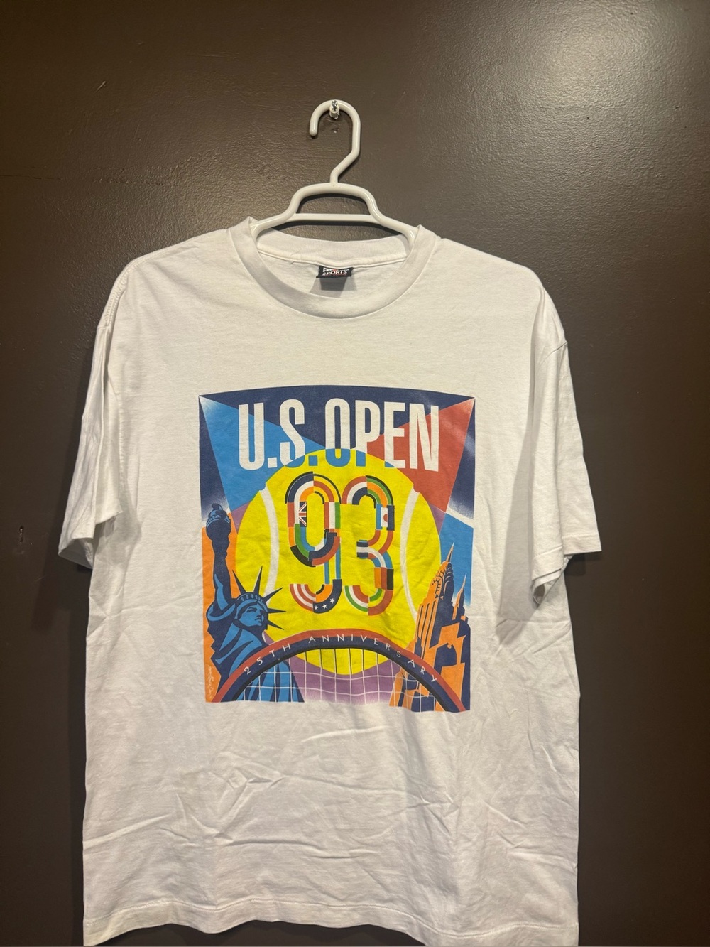 Vintage 1993 US Open 25th Anniversary white graphic t-shirt